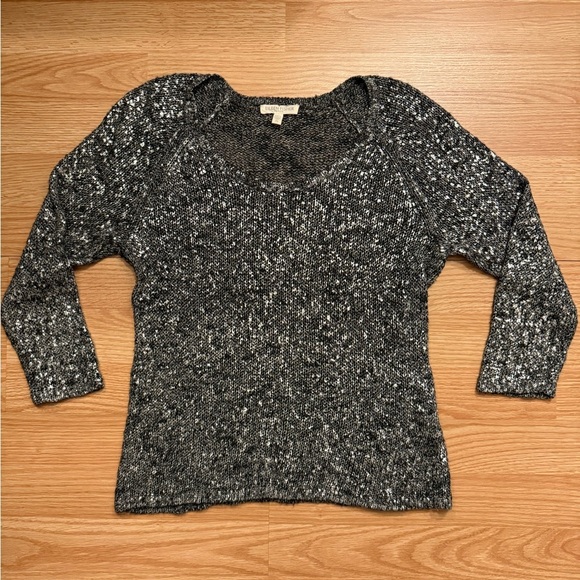 Eileen Fisher Black Silver Metallic Sweater Size Small P - Picture 2 of 5